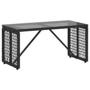 vidaXL Tisch f&uuml;r Outdoor Schwarz 80 x 40 x 40 cm PE Rattan und Glas
