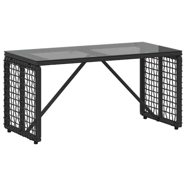 vidaXL Tisch f&uuml;r Outdoor Schwarz 80 x 40 x 40 cm PE Rattan und Glas