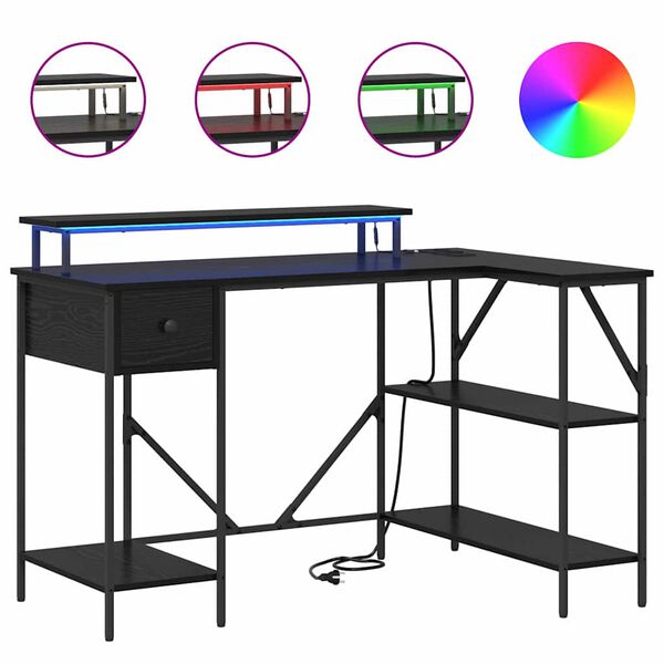 vidaXL Schreibtisch mit Regal Schwarz Eichen-Optik 120 x 79 x 86,5 cm
