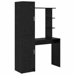 vidaXL Schreibtisch mit Regal mit Speicher 2 Stk. Schwarz Eichen-Optik