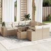 vidaXL 9-tlg. Garten-Sofagarnitur mit Kissen Beige Poly Rattan