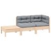 vidaXL 3-tlg. Garten-Lounge-Set mit Grauen Kissen Kiefer Massivholz