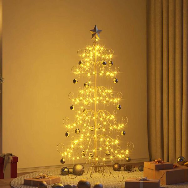 vidaXL Metall Weihnachtsbaum Gold 150 cm Pulverbeschichteter Stahl