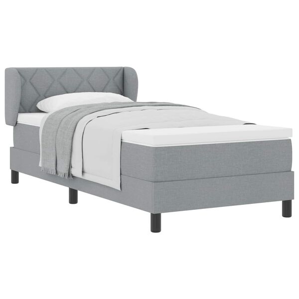 vidaXL Boxspringbett mit Matratze Hellgrau 100 x 200 cm Stoff
