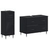 vidaXL 2-teiliges Badezimmer Schrank Set HAARLEM Schwarz Holzwerkstoff