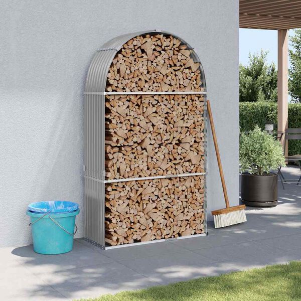 vidaXL Kaminholzunterstand Hellgrau 120x45x210 cm Verzinkter Stahl