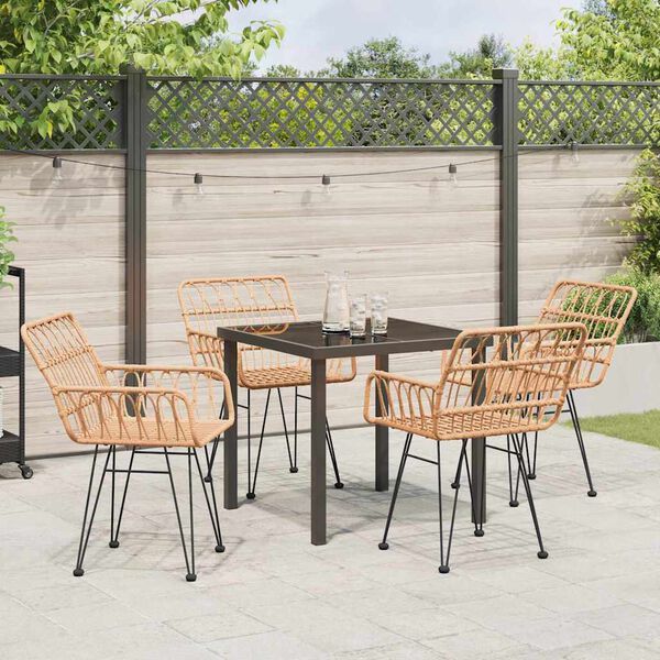 vidaXL Garten Essgruppe 5 pcs Braun Pulverbeschichteter Stahl
