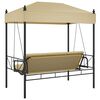 vidaXL Hollywoodschaukel mit Dach Sandfarben Stahl