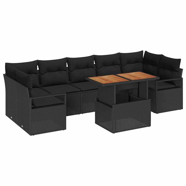 vidaXL Garten-Sofa-Set mit Kissen mit Kissen 8 pcs Schwarz und Braun