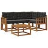 vidaXL Outdoor-Sofagarnitur mit Kissen 5 pcs Nat&uuml;rlich und Schwarz