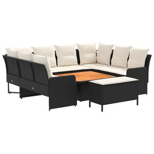 vidaXL M&ouml;belsets mit Kissen 7 pcs Schwarz und Creme PE-Rattan