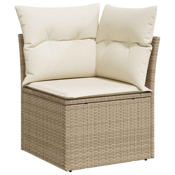 vidaXL 6-tlg. Garten-Sofagarnitur mit Kissen Beige Poly Rattan Akazie
