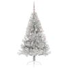 vidaXL K&uuml;nstlicher vorbeleuchteter Weihnachtsbaum Silber 150 cm PET