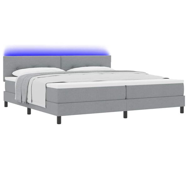 vidaXL Boxspringbett mit Matratze Hellgrau 200 x 200 cm Stoff