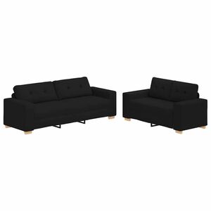 vidaXL 2-teiliges Sofa-Set mit Kissen, schwarzer Stoff