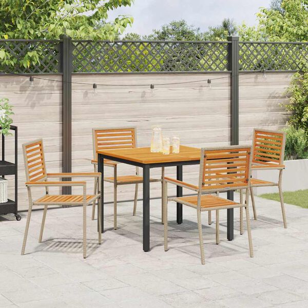 vidaXL Garten Essgruppe 5 pcs Beige und Braun Poly-Rattan