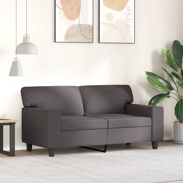 vidaXL 2-Sitzer-Sofa Grau 120 cm Kunstleder