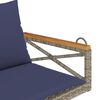 vidaXL H&auml;ngebank mit Kissen Grau 109x62x40 cm Poly Rattan
