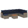 vidaXL 9-teiliges Gartensofa-Set mit Kissen, grau, Polyrattan