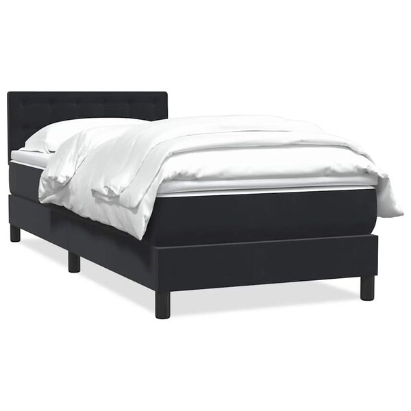 vidaXL Boxspringbett mit Matratze Schwarz 90x210 cm Samt