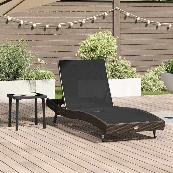 vidaXL Sonnenliege mit Tisch 2 pcs Braun und Schwarz 40 x 40 x 40.5 cm