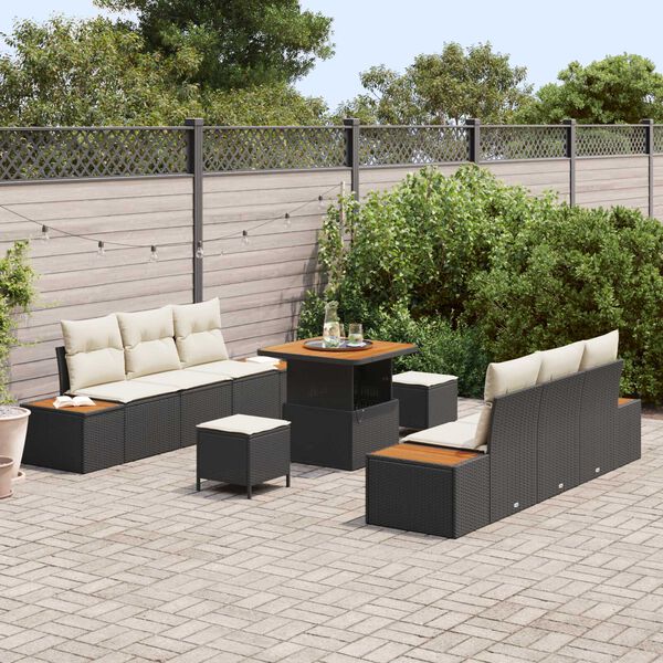 vidaXL Gartensofa-set 9 pcs Schwarz Poly-Rattan