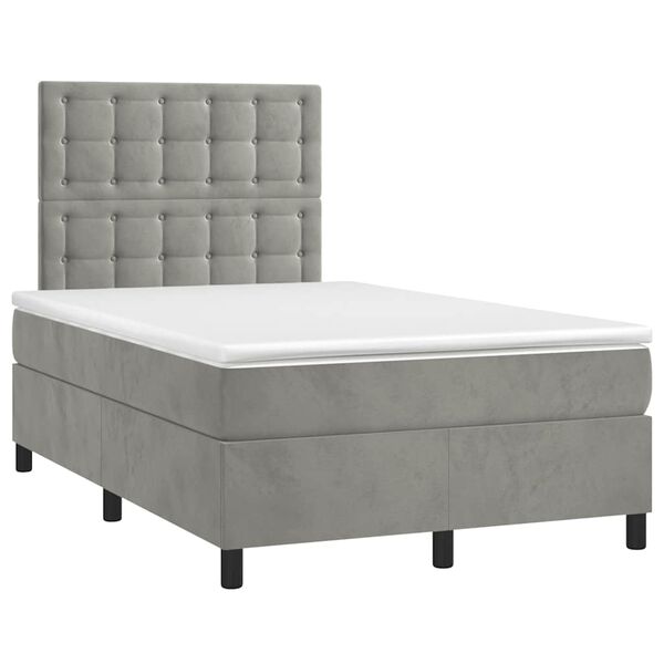 vidaXL Boxspringbett mit Matratze Hellgrau 120x190 cm Samt