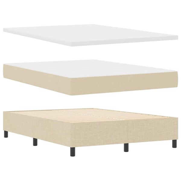 vidaXL Boxspringbett mit Matratze Creme 140 x 200 cm Stoff