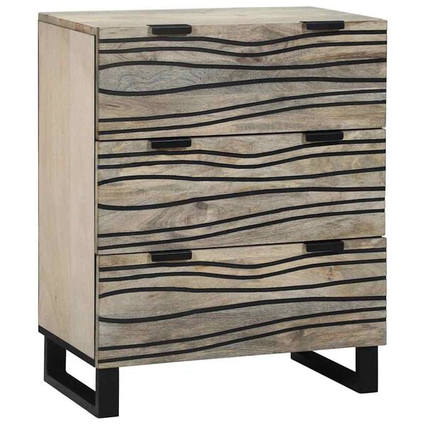 vidaXL Sideboard Weiß 60 x 33.5 x 75 cm Massivholz Mango