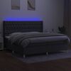 vidaXL Boxspringbett mit Matratze & LED Dunkelgrau 200x200 cm Stoff