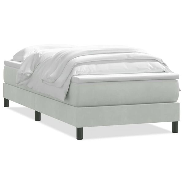 vidaXL Boxspringbett mit Matratze Hellgrau 90x220 cm Samt