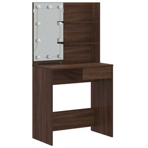 vidaXL Schminktisch mit LED Braun Eiche 74,5x40x141 cm