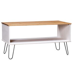 vidaXL Couchtisch New York Wei&szlig; und Natur Massivholz Kiefer