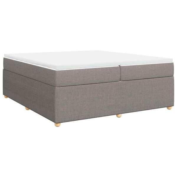 vidaXL Boxspringbett mit Matratze Taupe 200x200 cm Stoff