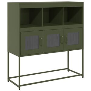 vidaXL Sideboard Olivgrün 100,5x39x107 cm Kaltgewalzter Stahl