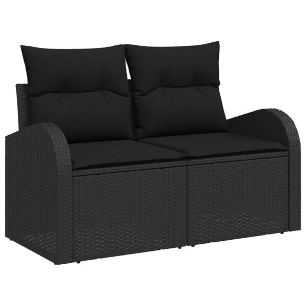 vidaXL Gartensofa-set mit Kissen 7 pcs Schwarz Poly-Rattan