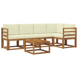 vidaXL Outdoor-Sofagarnitur 6 stk. 5-Sitzer Natur und Creme