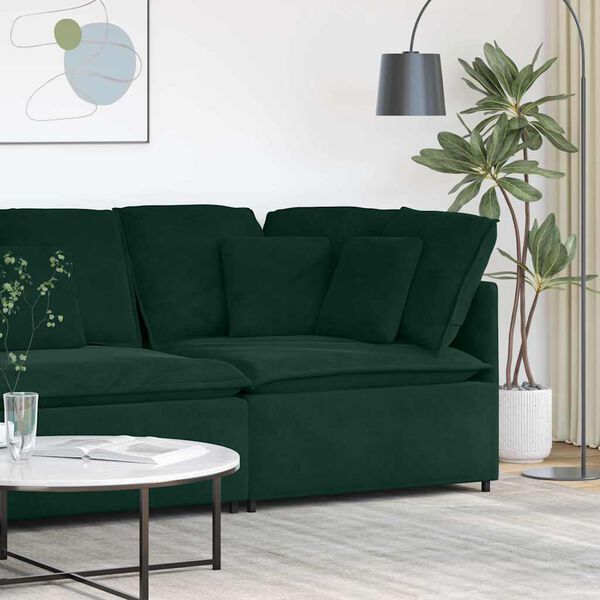 vidaXL Modulares Sofa Eckmodul mit Kissen Dunkelgr&uuml;n 100 cm