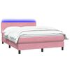 vidaXL Boxspringbett mit Matratze & LED Rosa 160x220 cm Samt