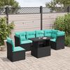 vidaXL 6-tlg. Garten-Sofagarnitur mit Kissen Schwarz Poly Rattan