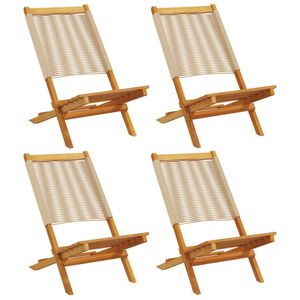 vidaXL Klappst&uuml;hle, 4 St&uuml;ck, beige, massives Akazienholz