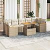 vidaXL 8-tlg. Garten-Sofagarnitur mit Kissen Beige Poly Rattan Akazie