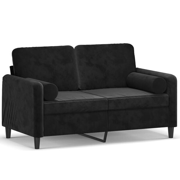 vidaXL 2-Sitzer-Sofa mit Zierkissen Schwarz 120 cm Samt