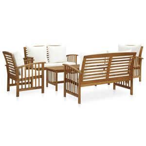 vidaXL 5-tlg. Garten-Lounge-Set mit Auflagen Massivholz Akazie