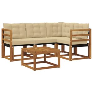 vidaXL Outdoor-Sofagarnitur mit Kissen 5 pcs Natur und Beige
