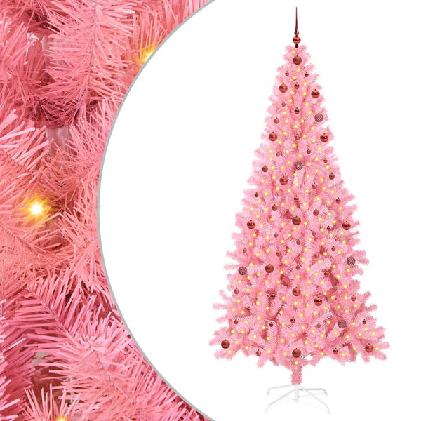 vidaXL Weihnachtsbaum mit 300 LEDs mit St&auml;nder Rosa 240 cm PVC