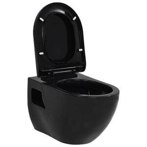 vidaXL Wand-WC Keramik Schwarz