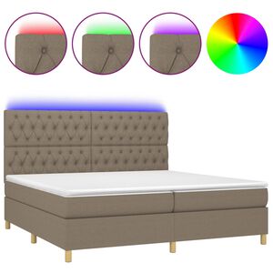 vidaXL Boxspringbett mit Matratze & LED Taupe 200x200 cm Stoff