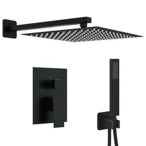 vidaXL Verborgenes Duschsystem (Quadrat) Schwarz Edelstahl 201