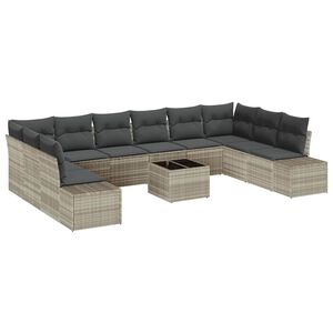 vidaXL Gartensofa-set mit Kissen 10 pcs Hellgrau Polyrattan